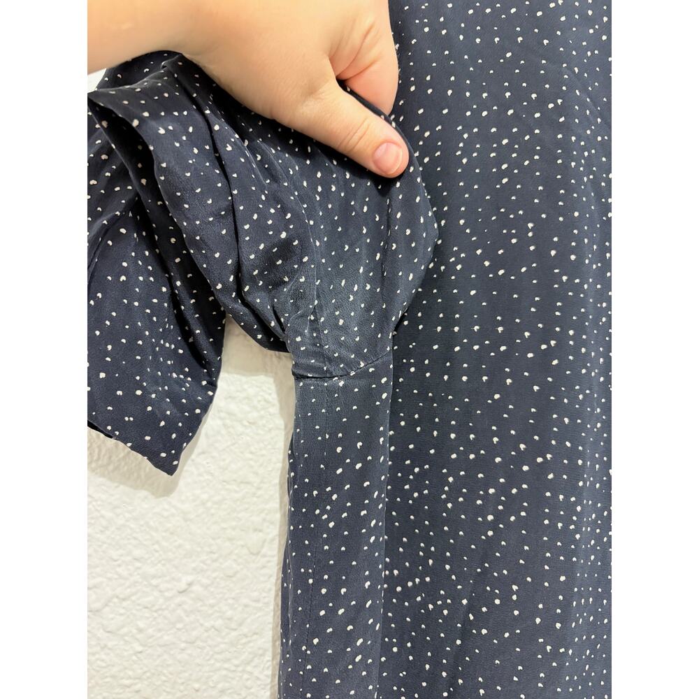 Club Monaco Navy Silk Polka Dot Junelle Drop Waist Dress Work Career Classic - Picture 8 of 8